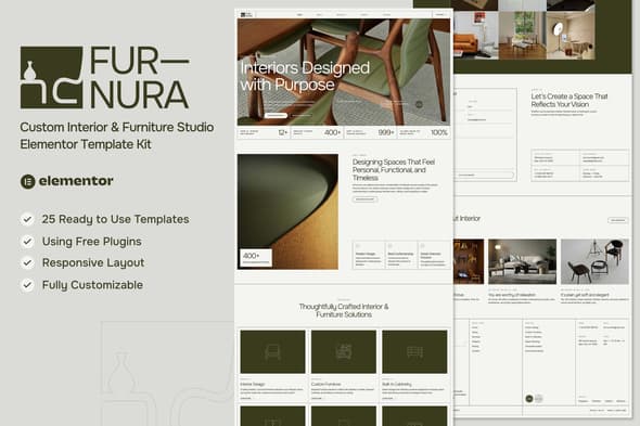 Furnora - Custom Interior & Furniture Studio Elementor Template