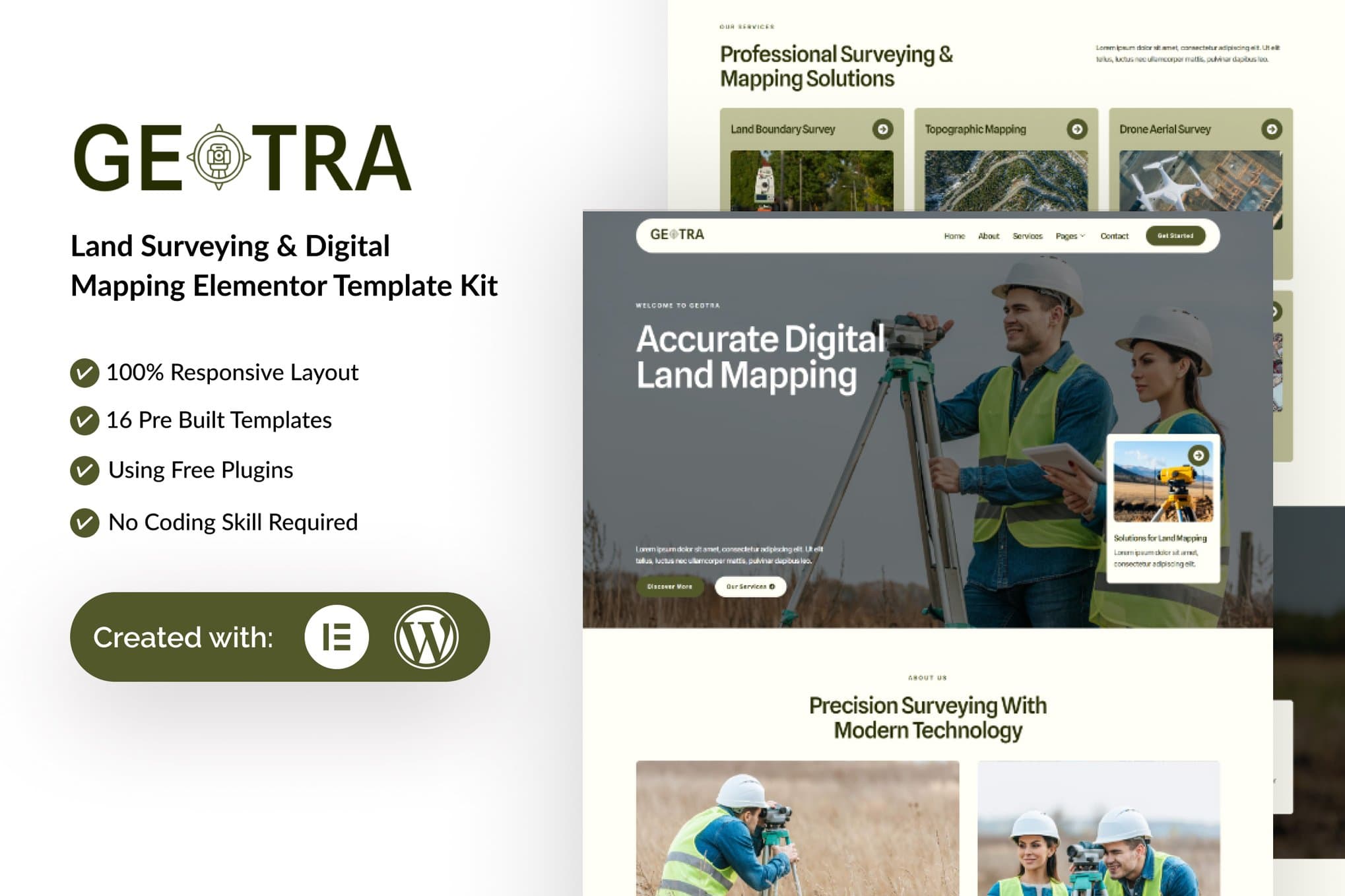 Geotra - Land Surveying & Digital Mapping Elementor Template