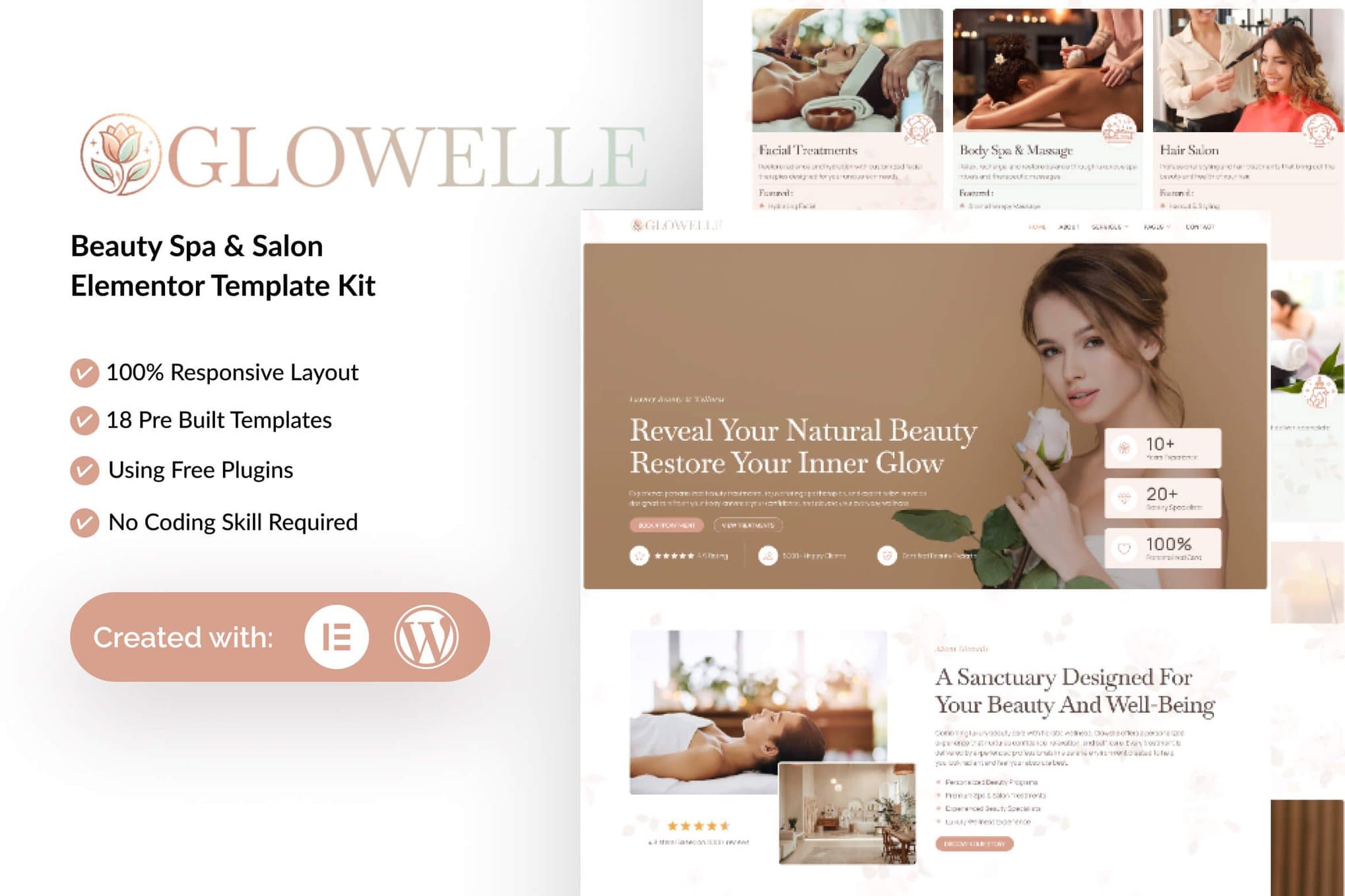 Glowelle - Beauty Salon & Spa Elementor Template