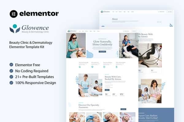 Glowence - Beauty Clinic & Dermatology Elementor Template