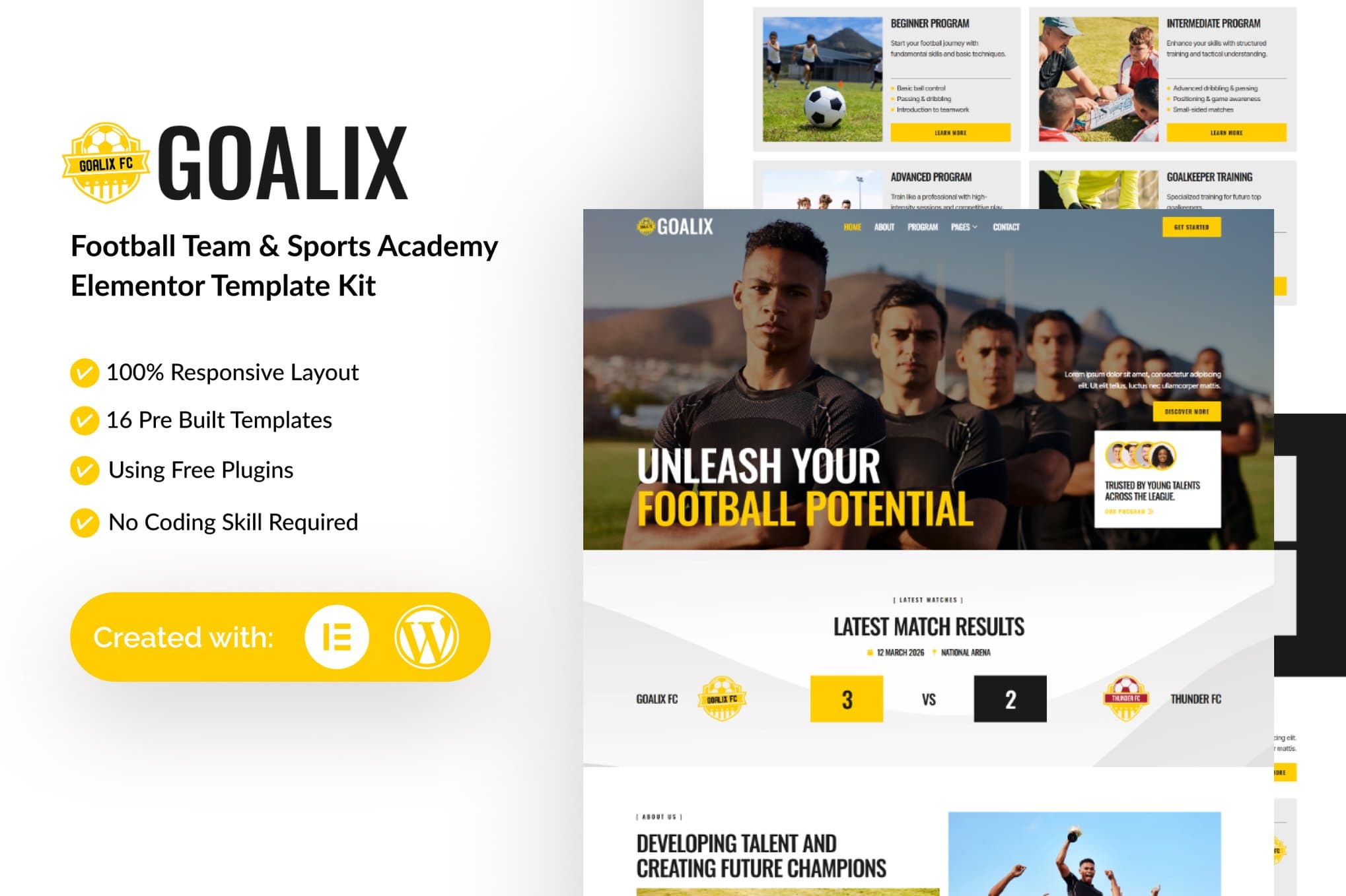 Goalix - Football Team & Sports Academy Elementor Template