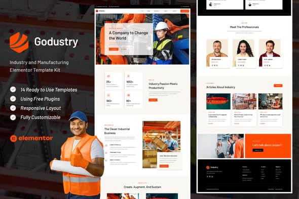 Godustry - Industry & Manufacturing Elementor Template