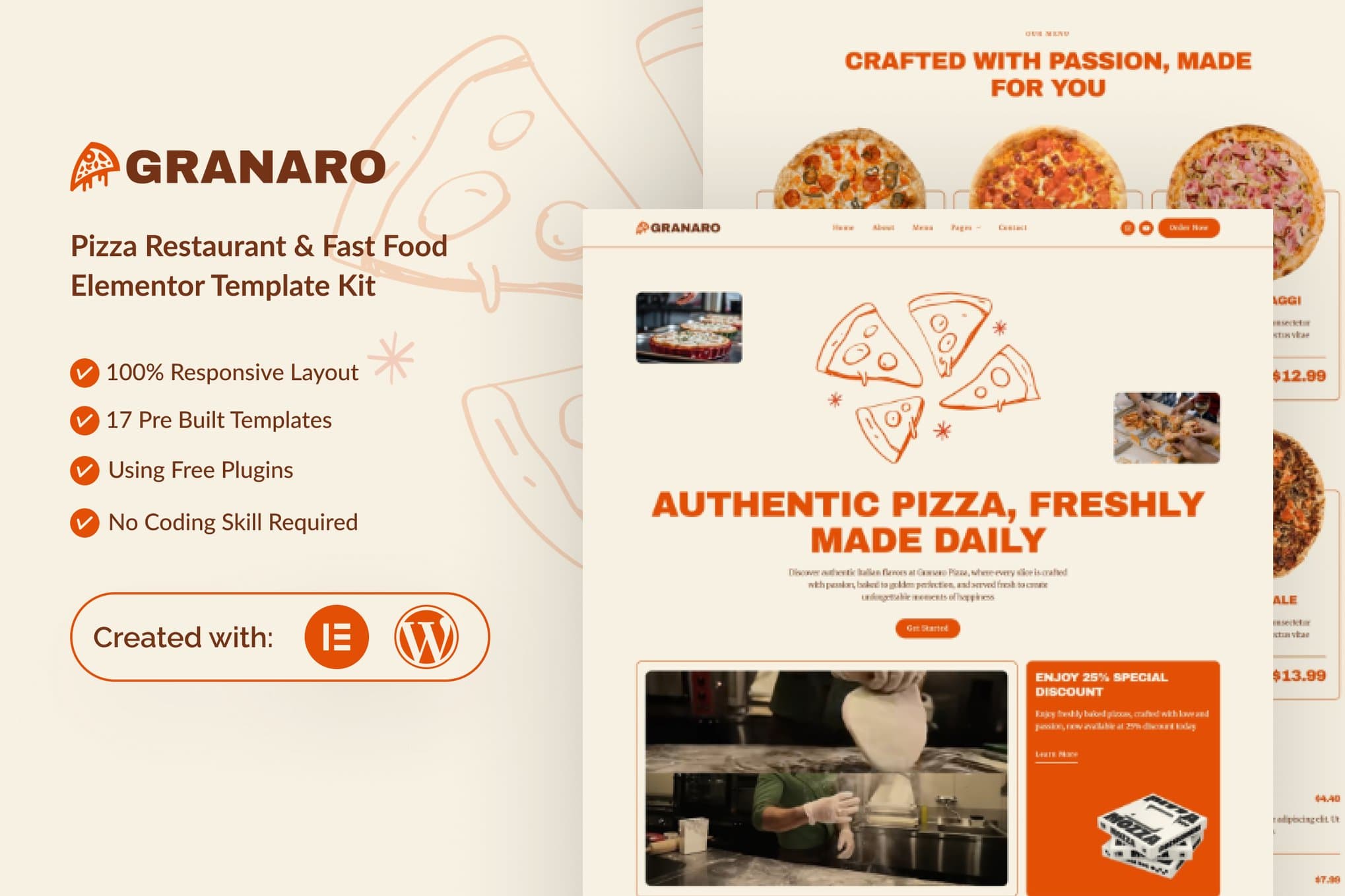 Granaro - Pizza Restaurant & Fast Food Elementor Template