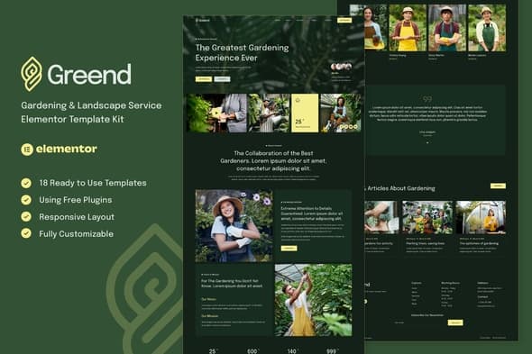 Greend - Gardening & Landscape Service Elementor Template