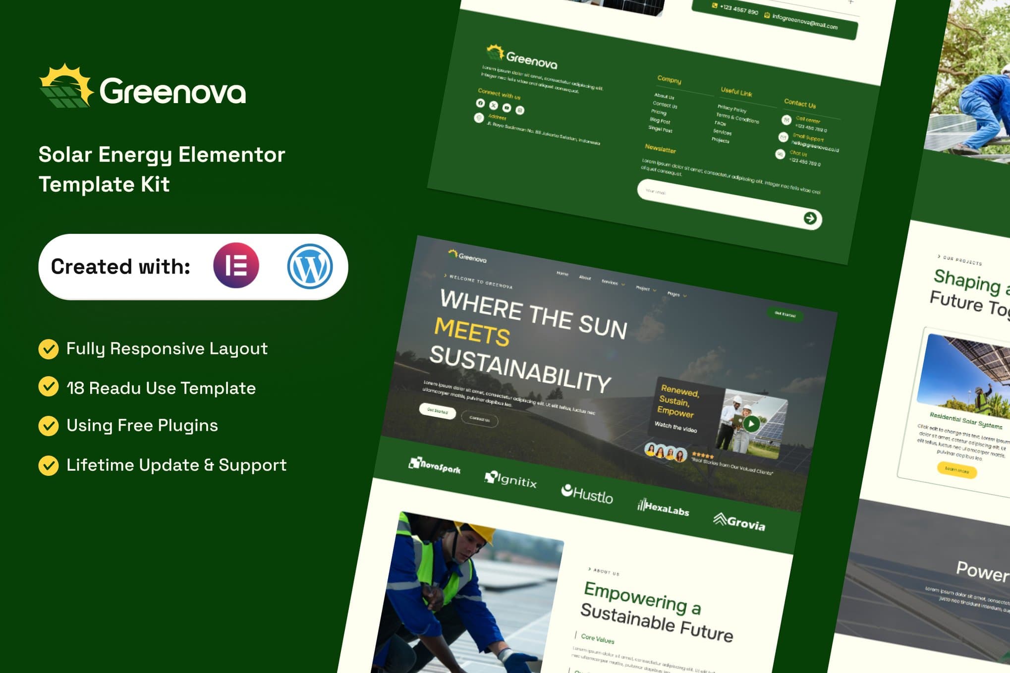 Greenova - Solar & Green Renewable Energy Elementor Template