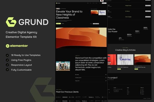 Grund - Creative Digital Agency Elementor Template