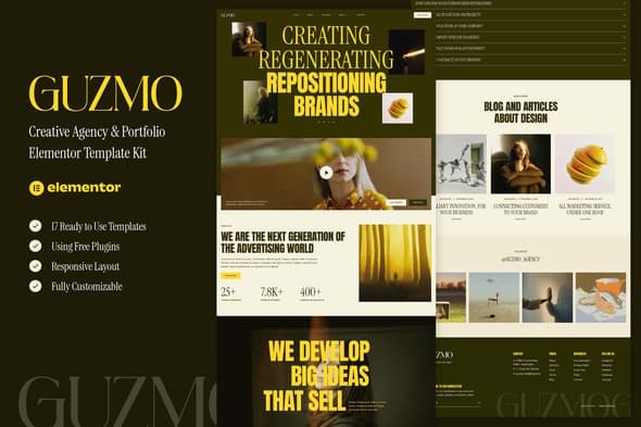 Guzmo - Creative Agency & Portfolio Elementor Template