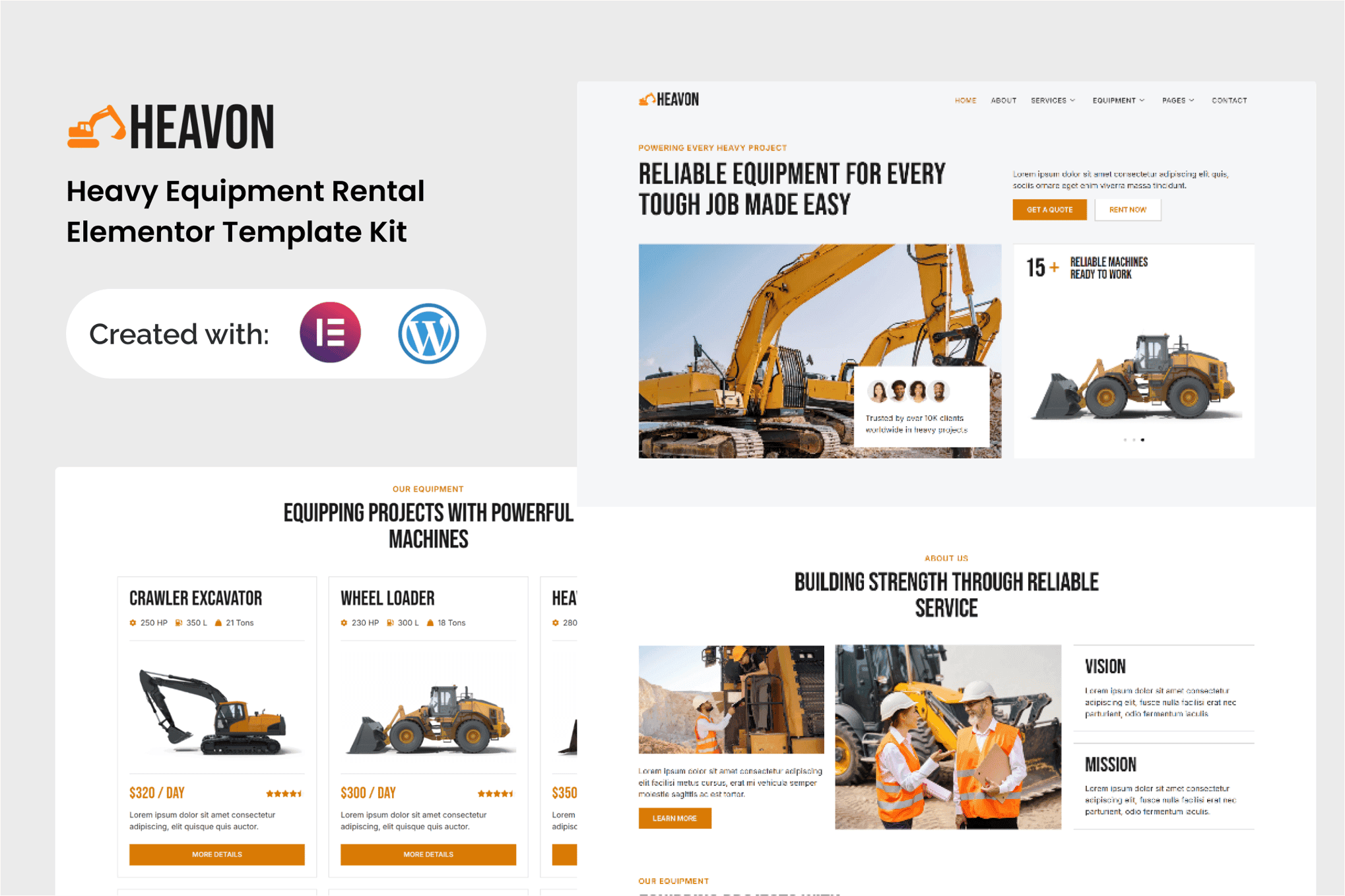 Heavon - Heavy Equipment Rental Elementor Template