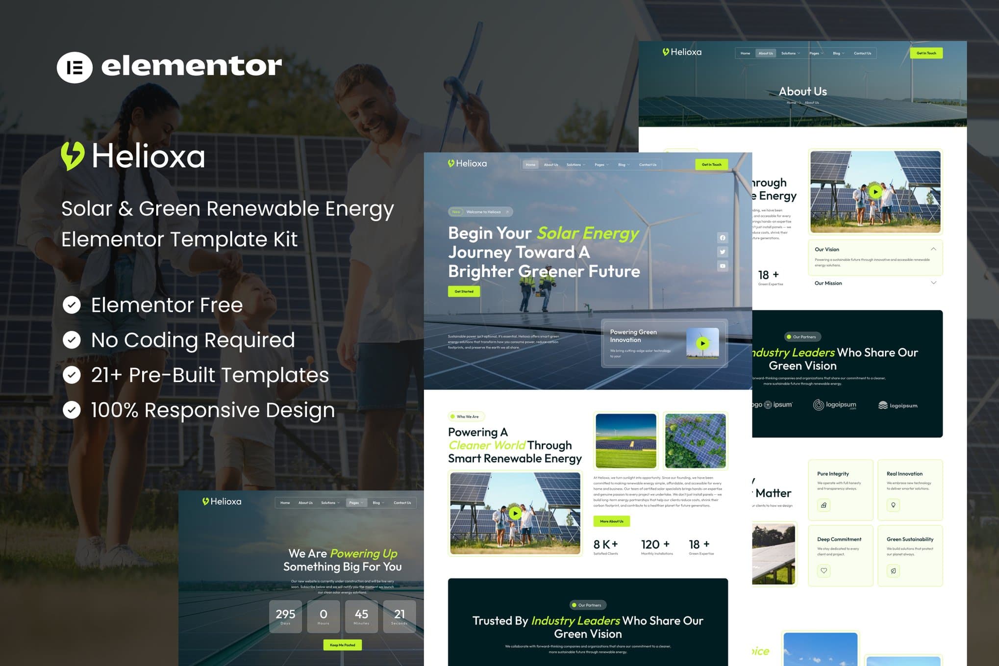 Helioxa - Solar & Green Renewable Energy Elementor Template