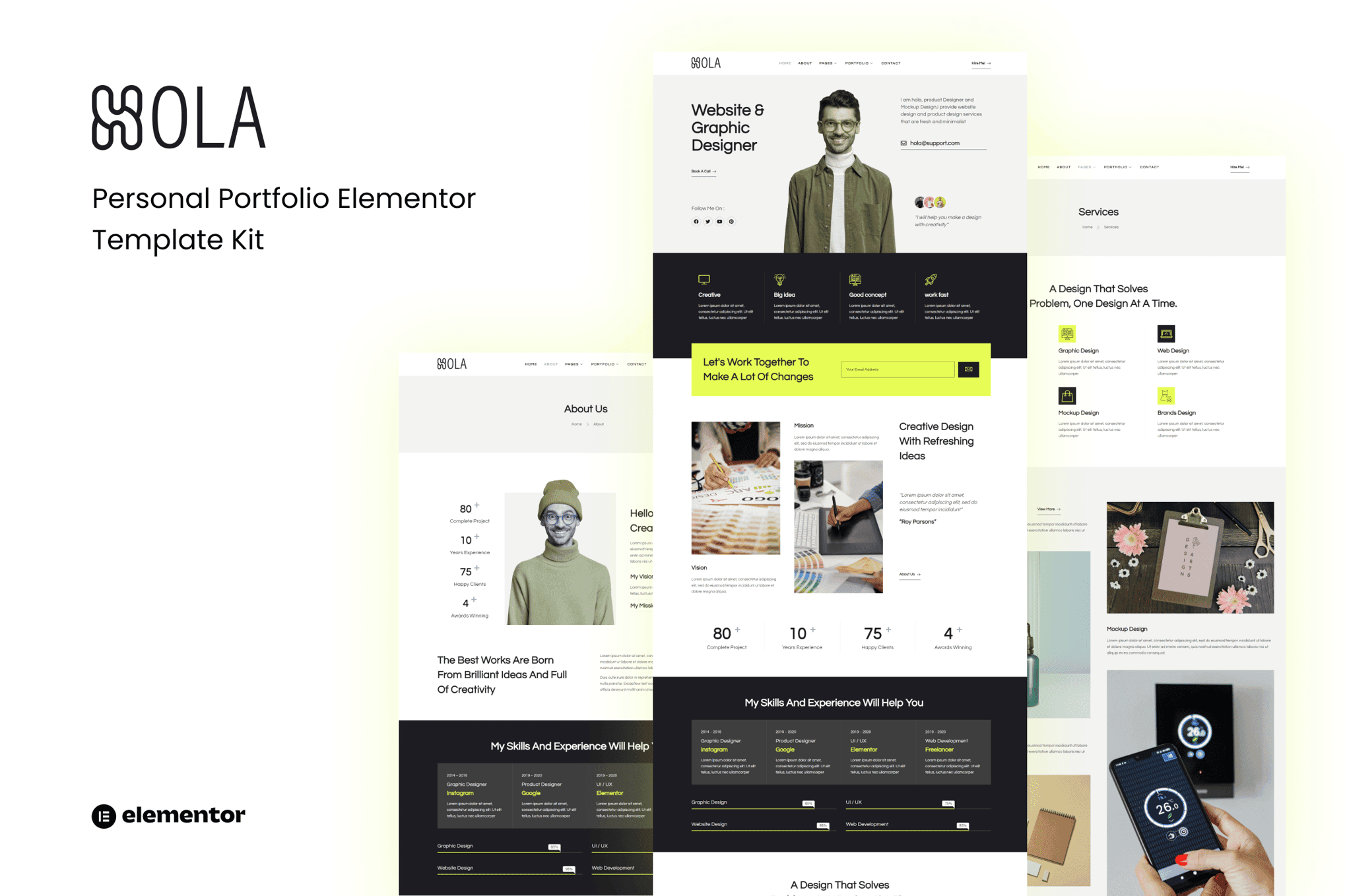 Hola - Personal Portfolio Elementor Template