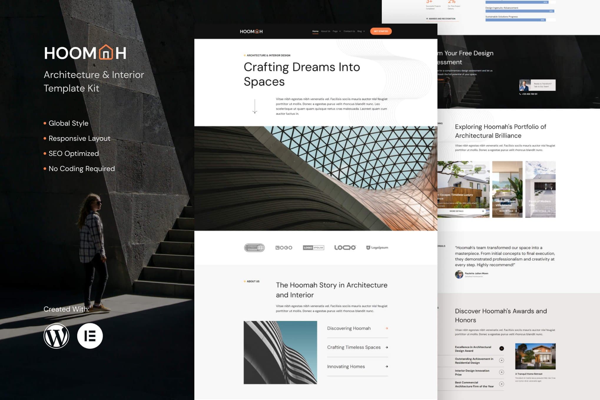 Hoomah - Architecture & Design Interior Elementor Pro Elementor Template