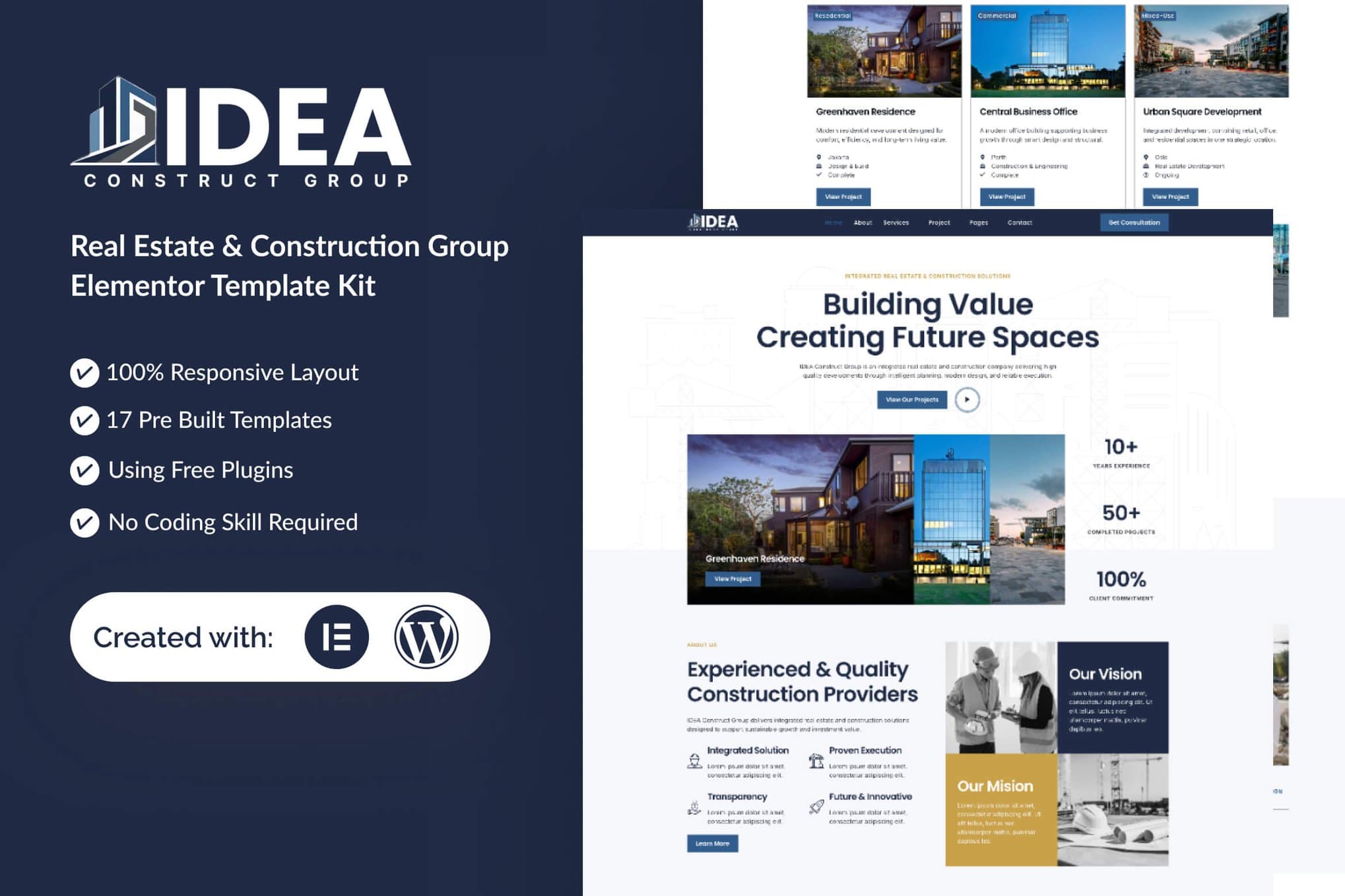 Idea - Real Estate & Construction Group Elementor Template