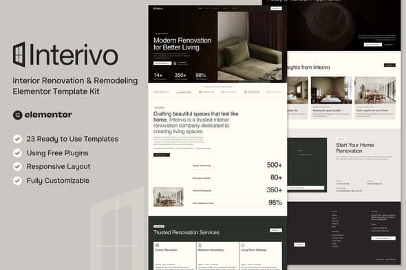 Interivo - Interior Renovation & Remodeling Elementor Template