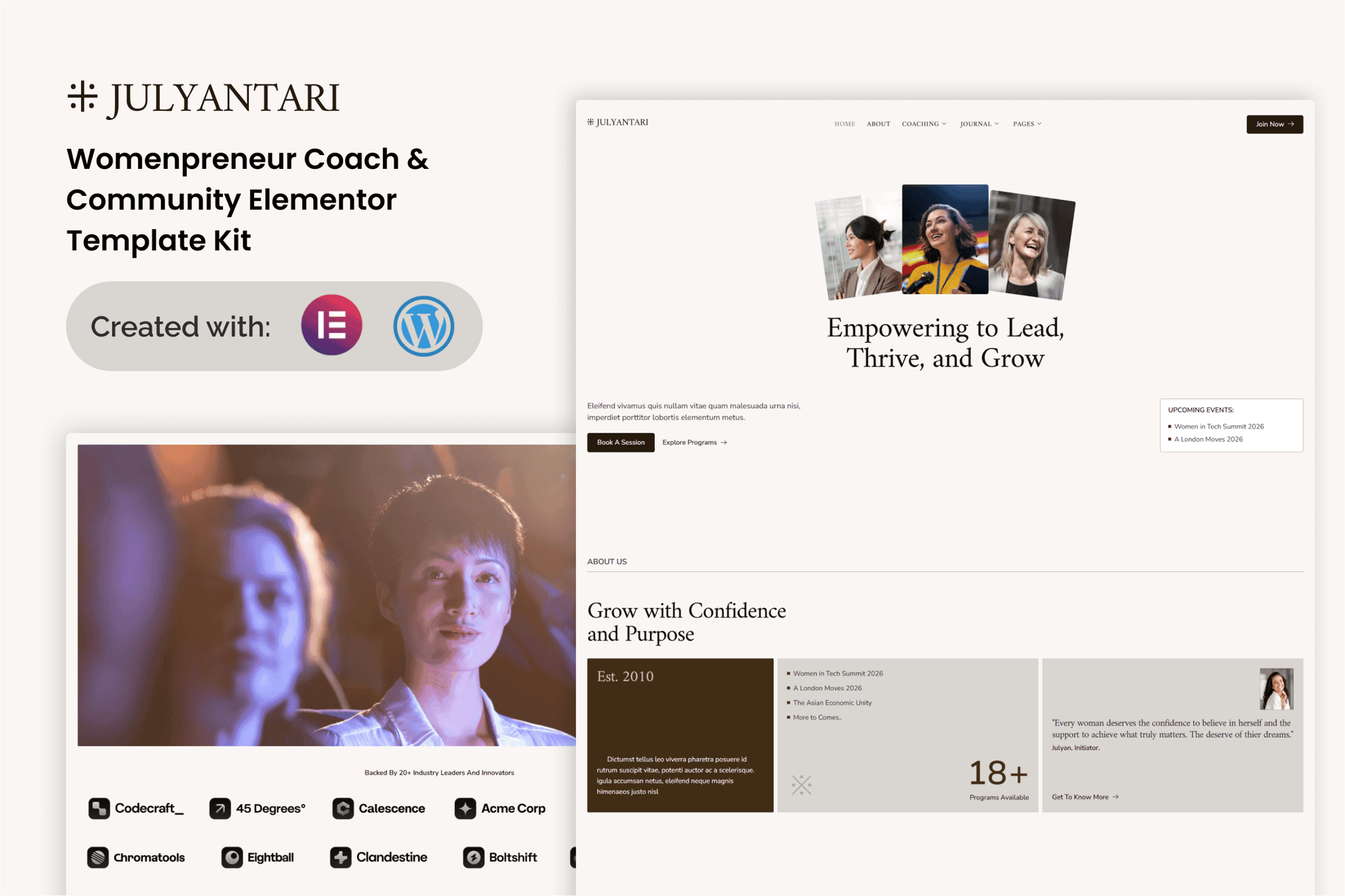 Julyantari - Womenpreneur Coach & Community Elementor Template