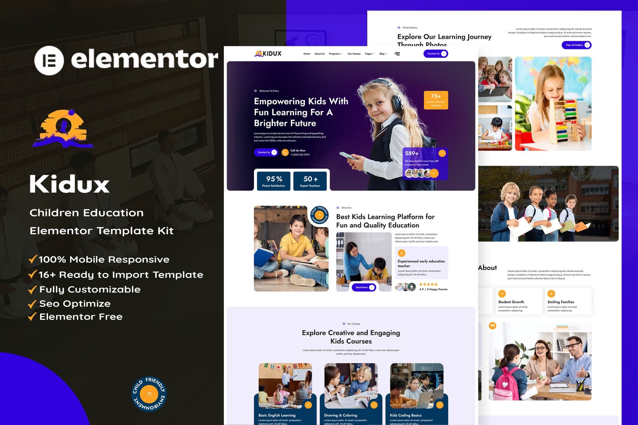 Kidux - Children Education Elementor Template