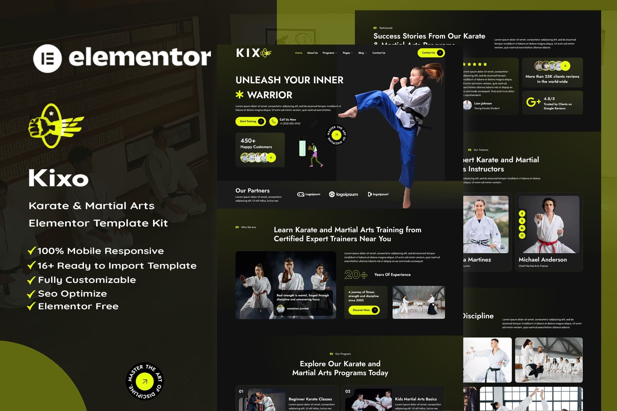 Kixo - Karate & Martial Arts School Elementor Template