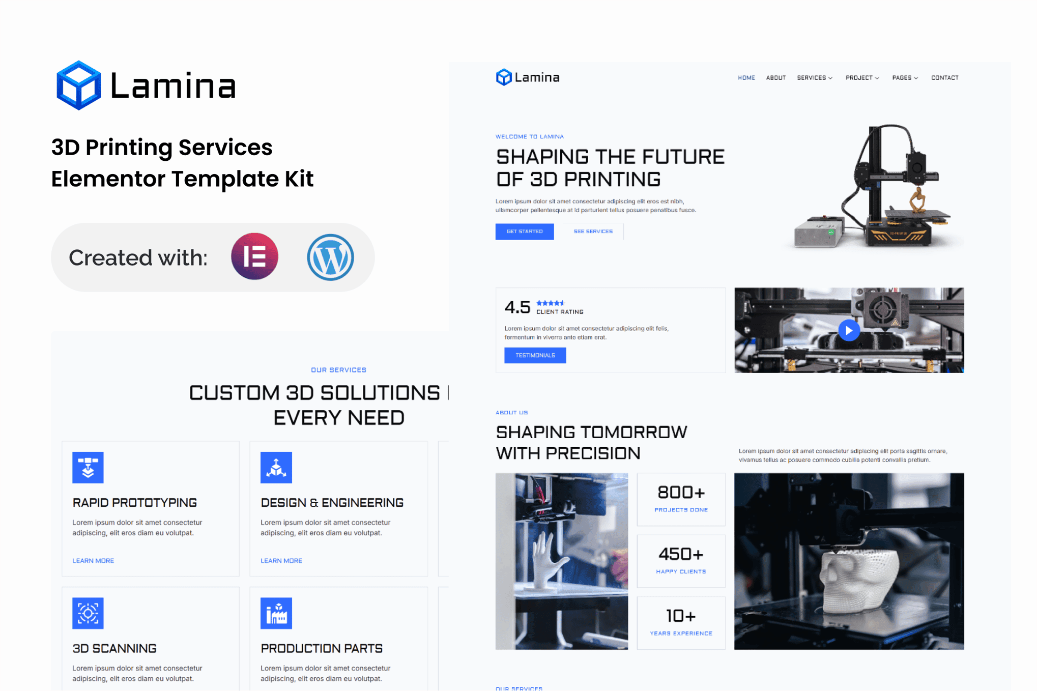 Lamina - 3D Printing Services Elementor Template