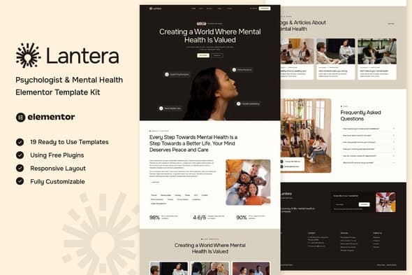 Lantera - Psychologist & Mental Health Elementor Template