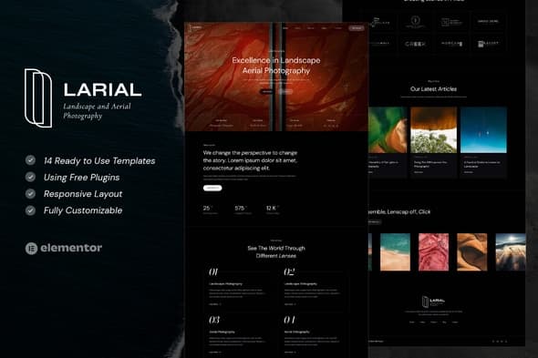 Larial - Landscape & Aerial Photography Elementor Template