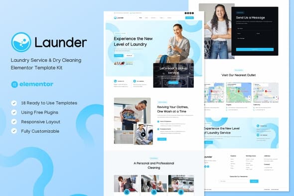 Launder - Laundry Service & Dry Cleaning Elementor Template
