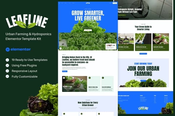 Leafline - Urban Farming & Hydroponics Elementor Template