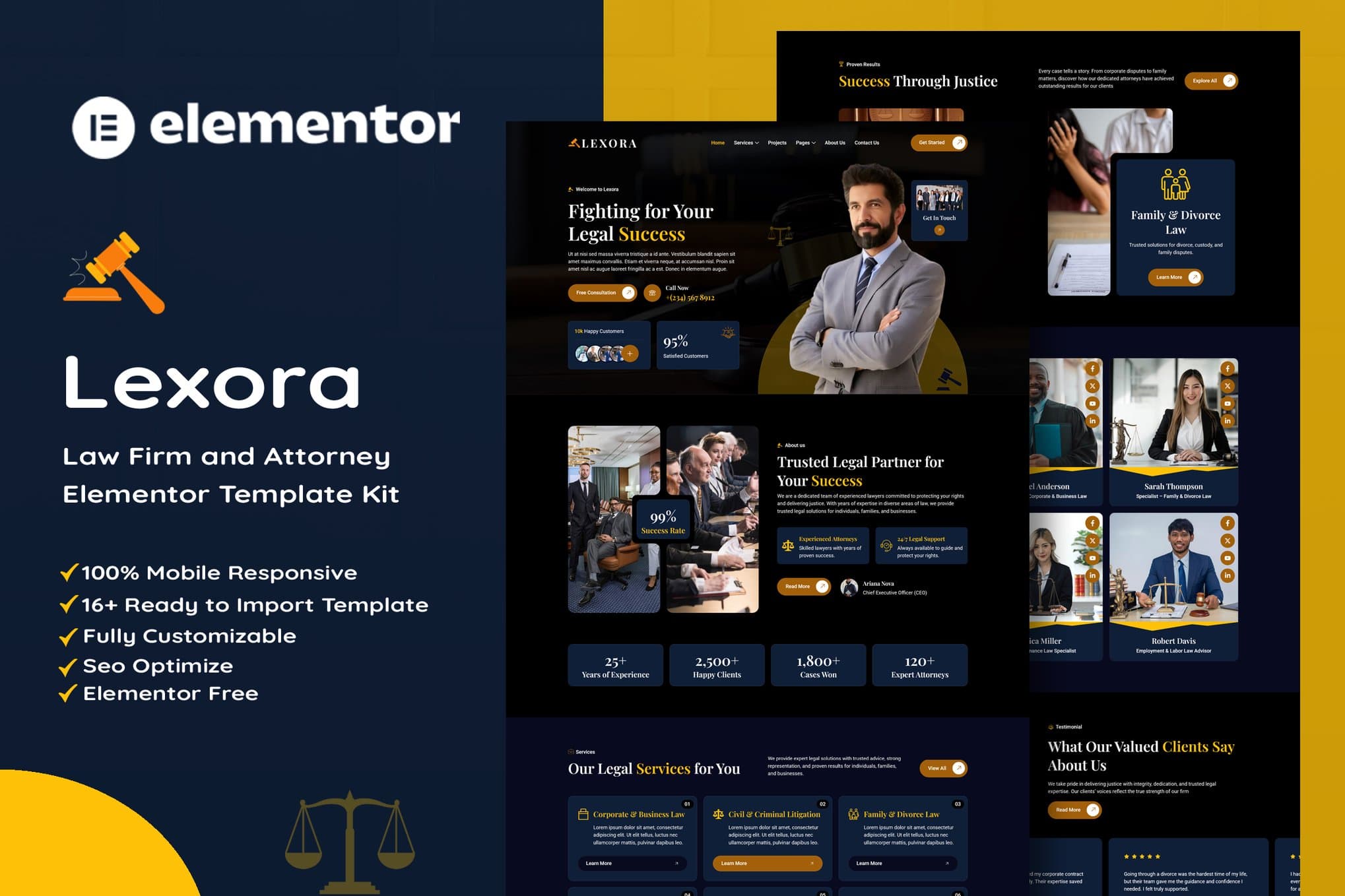 Lexora - Law Firm & Attorney Elementor Template