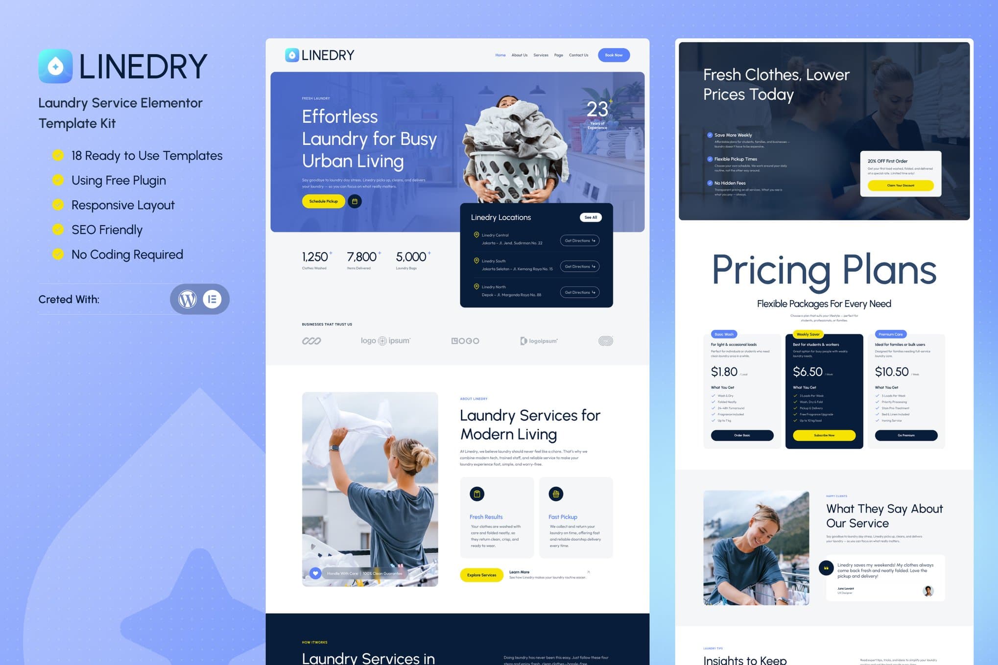 Linedry - Laundry Service Elementor Template