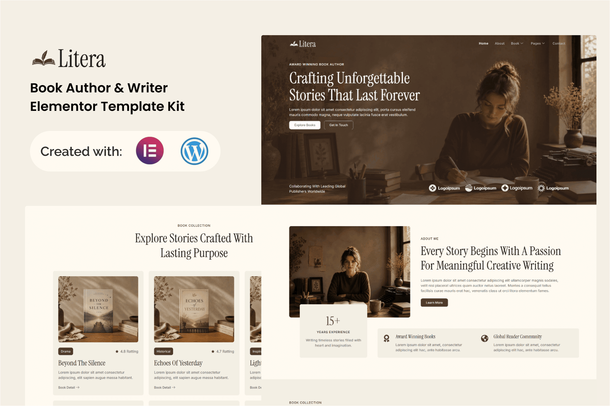 Litera - Book Author & Writer Elementor Template