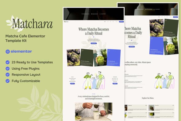 Matchara - Matcha Cafe Elementor Template