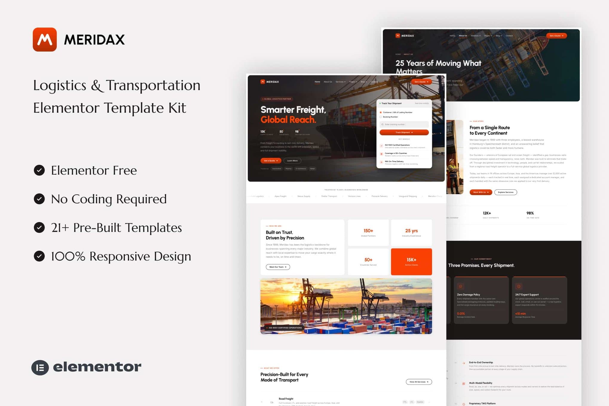 Meridax - Logistics & Transportation Elementor Template