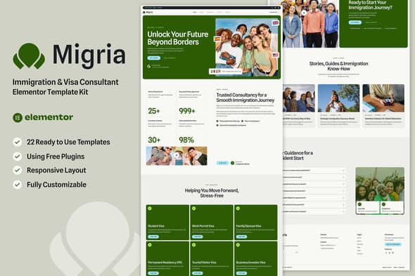 Migria - Immigration & Visa Consultant Elementor Template