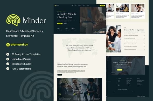 Minder - Mental Health & Therapy Elementor Template