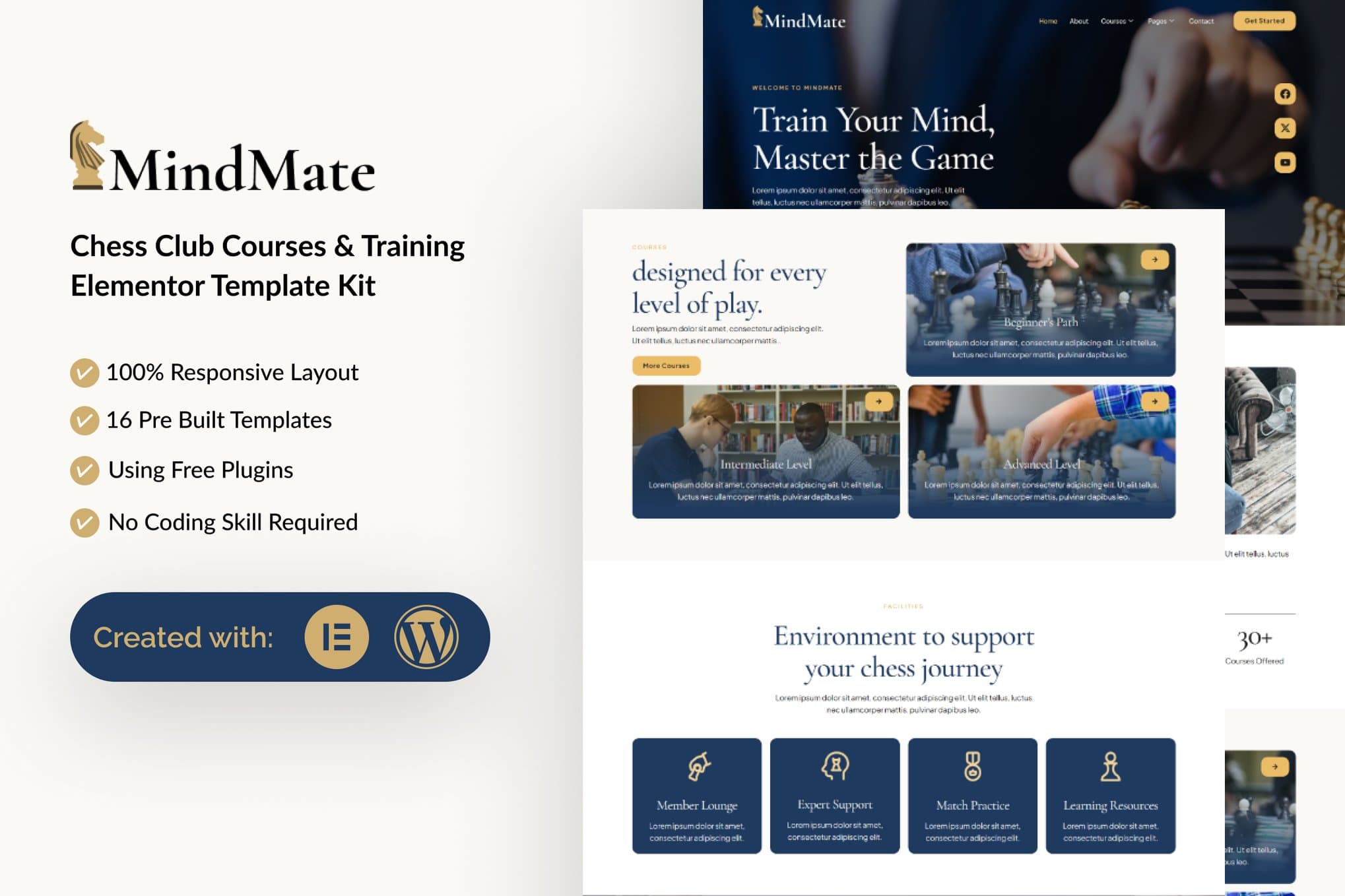 Mindmate - Chess Club Course & Training Elementor Template Kits Elementor Template