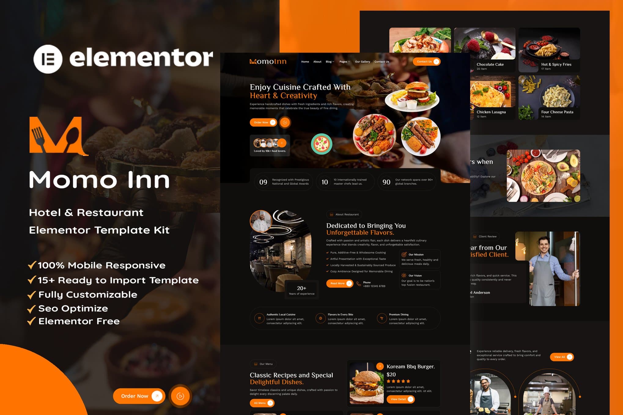 MomoInn - Hotel & Restaurant Elementor Template