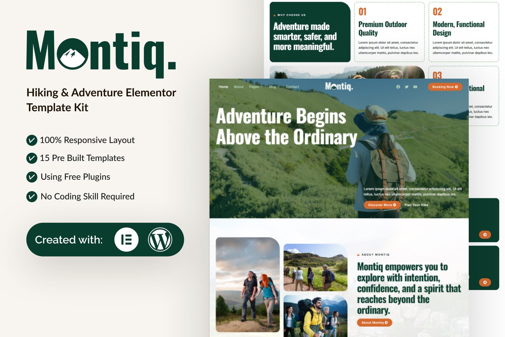 Montiq - Hiking & Adventure Elementor Template