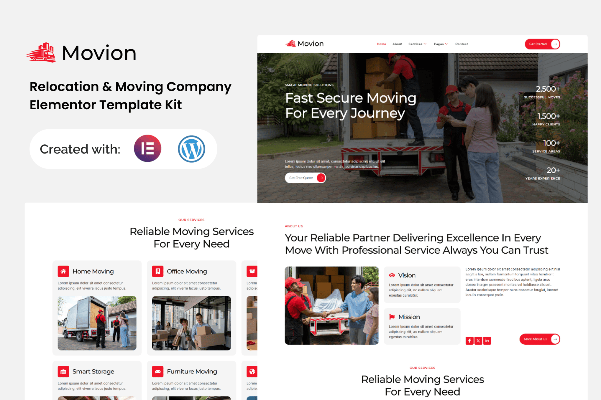 Movion - Relocation & Moving Company Elementor Template