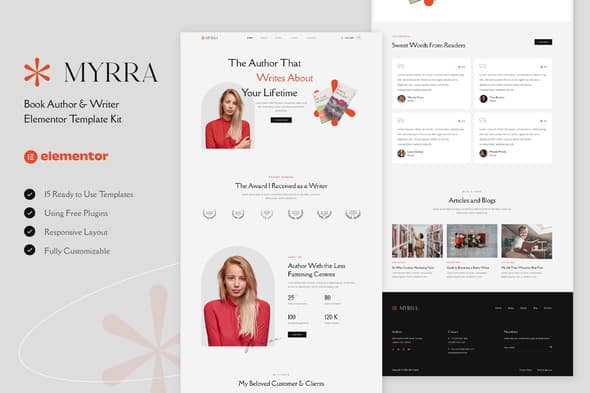 Myrra - Book Author & Writer Elementor Template