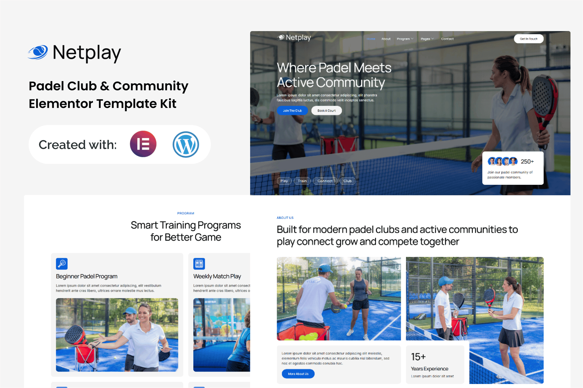 Netplay - Padel Club & Community Elementor Template