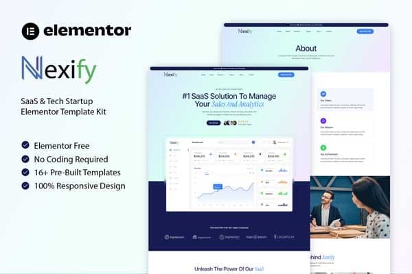 Nexify - SaaS & Tech Startup Elementor Template