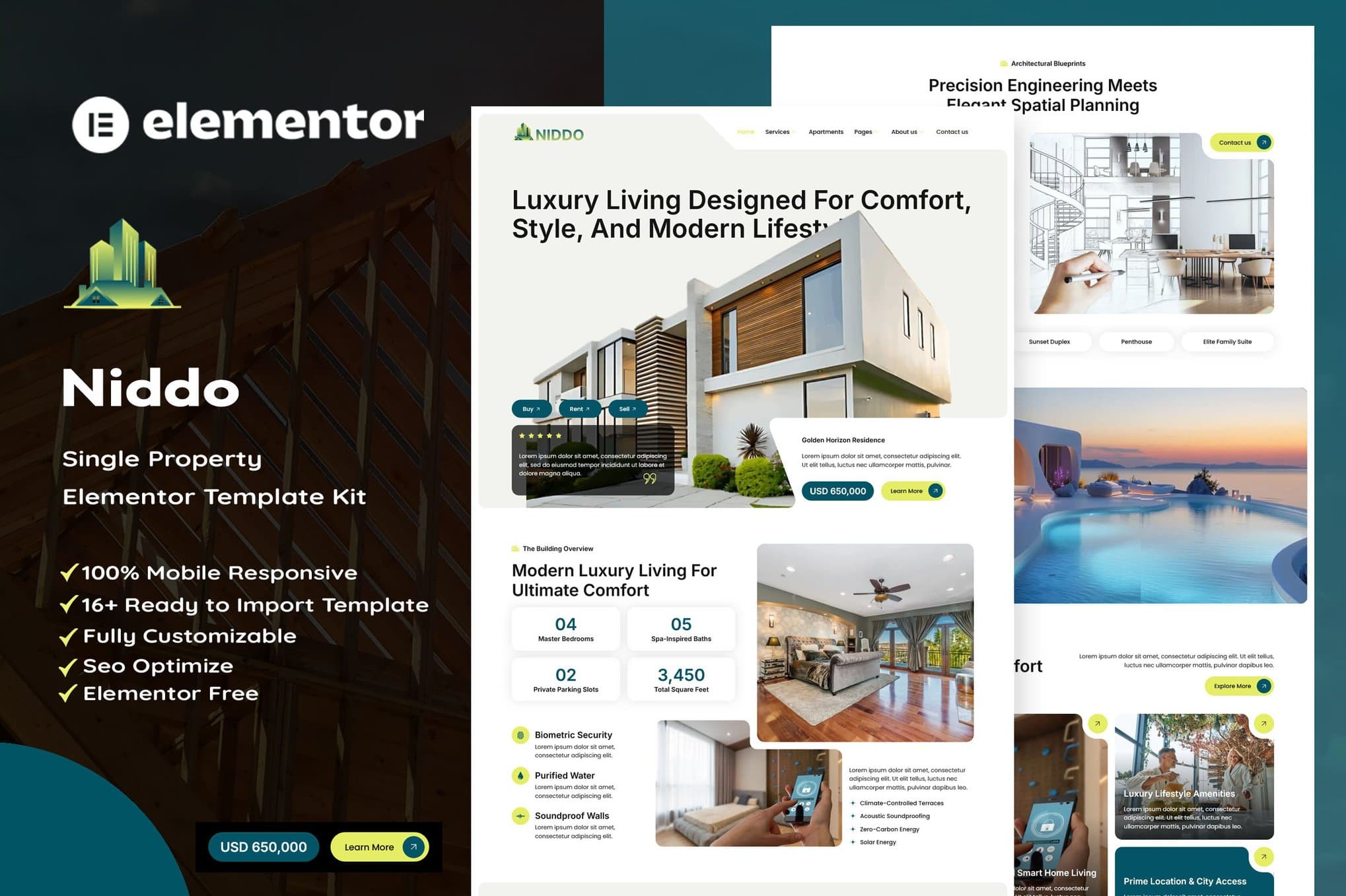 Niddo - Single Property Elementor Template