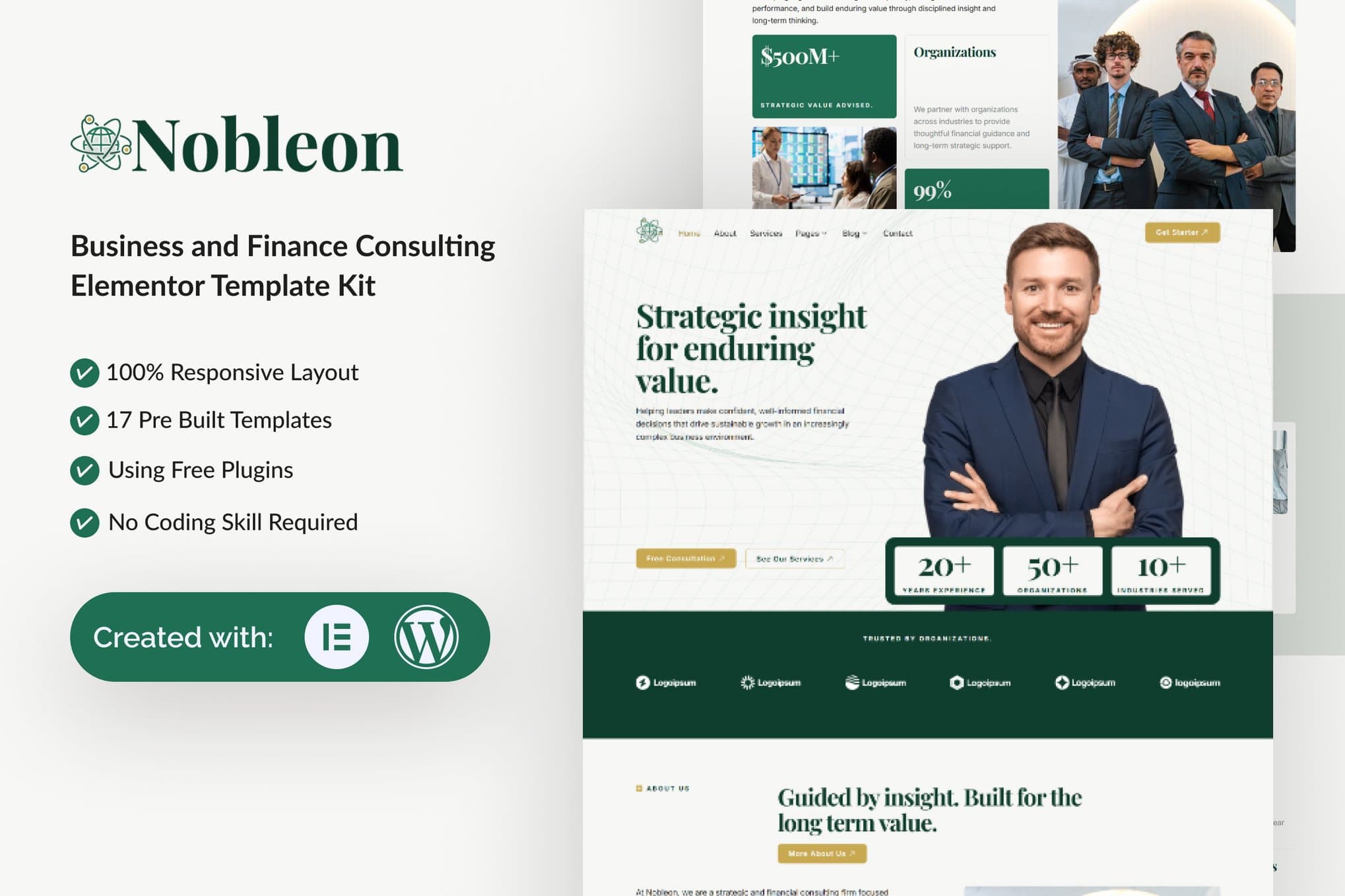 Nobleon - Business and Finance Consulting Elementor Template