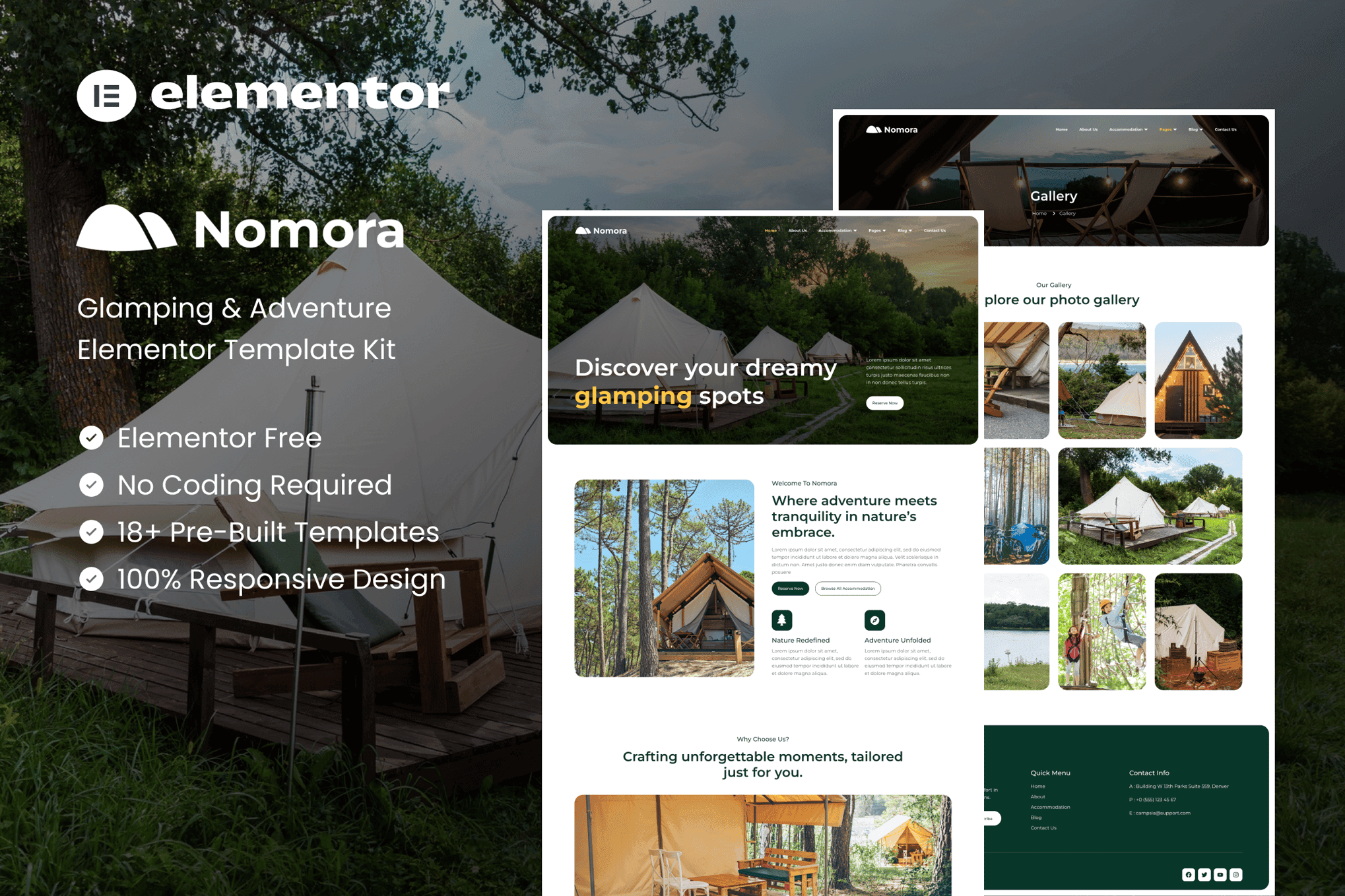 Nomora - Glamping & Adventure Elementor Template