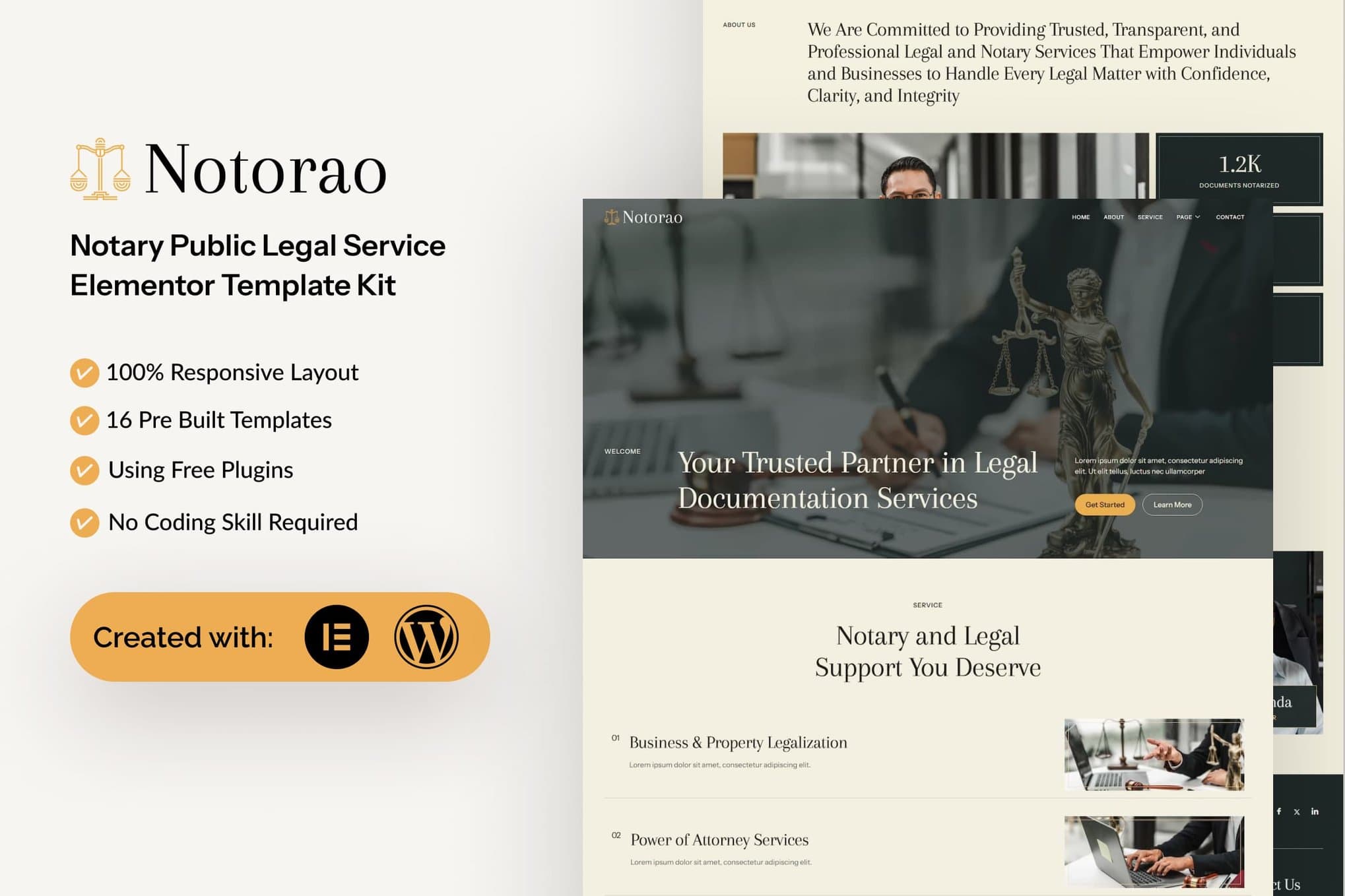Notorao - Notary Public Legal Service Elementor Template