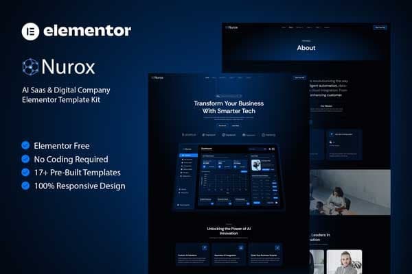 Nurox - AI Saas & Digital Company Elementor Template
