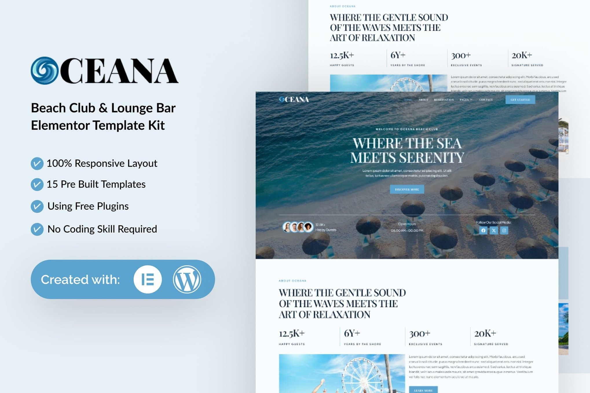 Oceana - Beach Club Lounge Bar & Resort Elementor Template