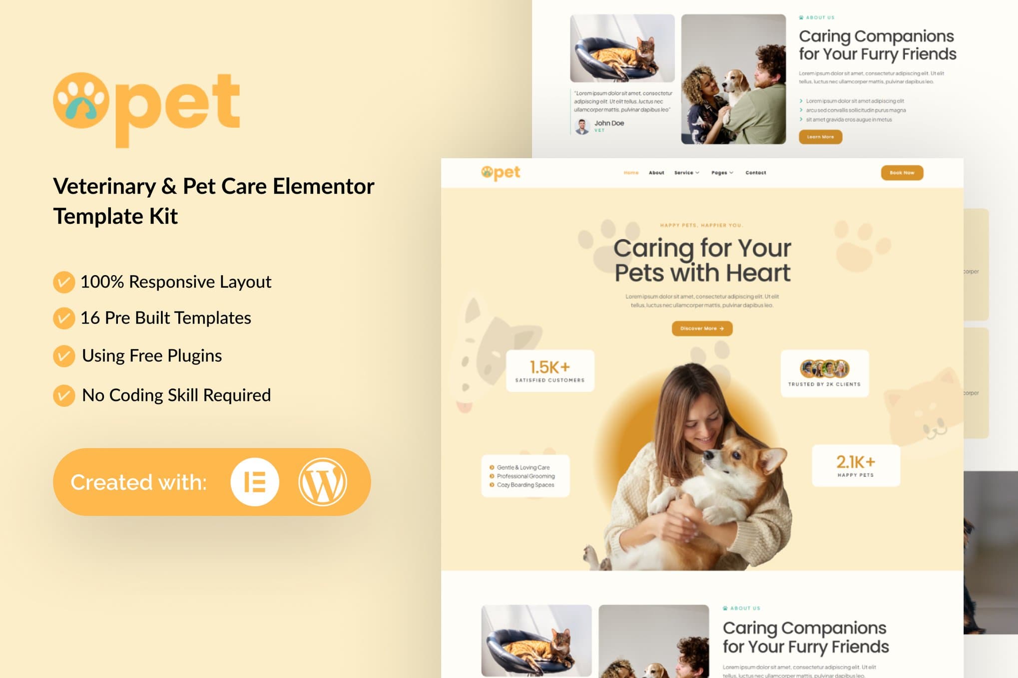 Opet - Veterinary & Pet Care Elementor Template