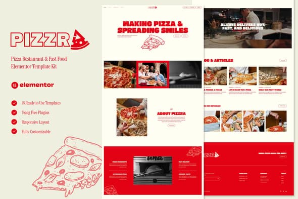 Pizzra - Pizza Restaurant & Fast Food Elementor Template