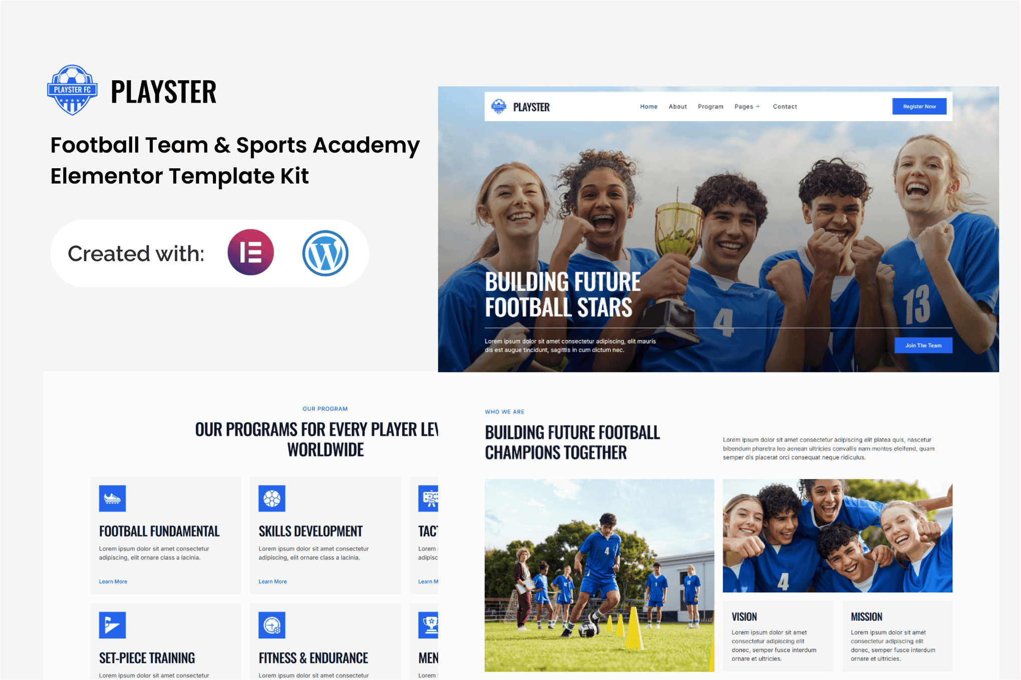 Playster - Football Team & Sports Academy Elementor Template