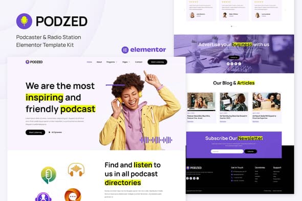 Podzed - Podcaster & Radio Station Elementor Template