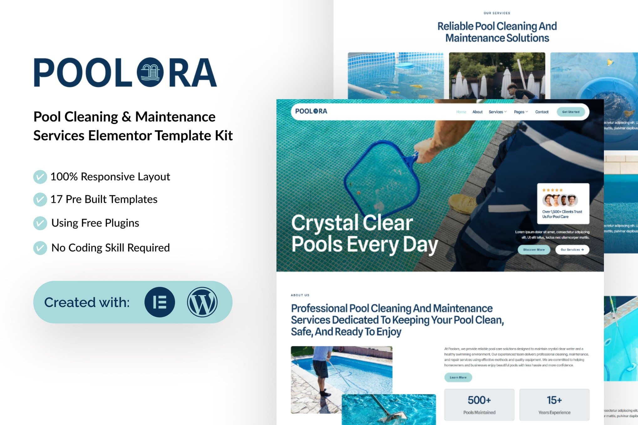 Poolora - Pool Cleaning & Maintenance Services Elementor Template